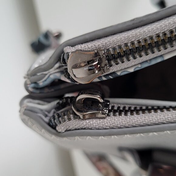 Céline Dion Floral Satchel Bag • Grey Leather • Crossbody/Top Handle - Picture 10 of 11